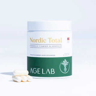 Nordic Total er 16 nøye utvalgte ingredienser – som Magnesium, K2+D3 ,Taurin, Citikolin, TMG og Hyaluronsyre – i sine beste former og riktige doser. En vitenskapsbasert formel, som kontinuerlig forbedres av norske eksperter.